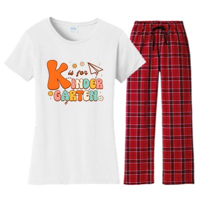 K Is For Kindergarten Teacher Retro Back To School Student Women's Flannel Pajama Set