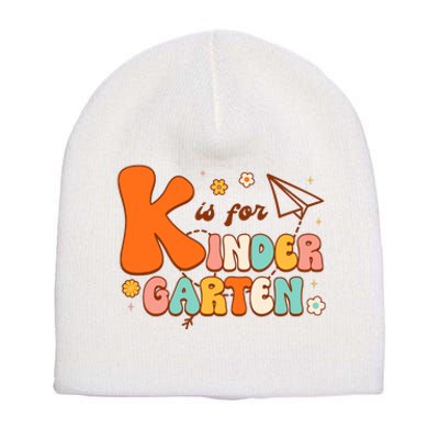 K Is For Kindergarten Teacher Retro Back To School Student Short Acrylic Beanie