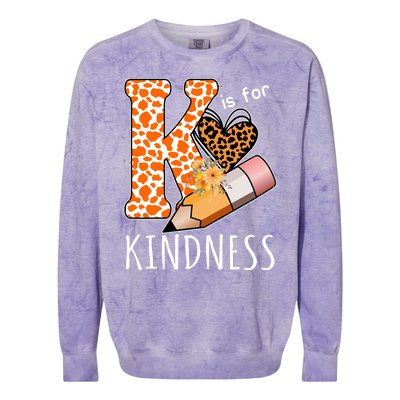 K Is For Kindness Kindergarten Cheetah Colorblast Crewneck Sweatshirt