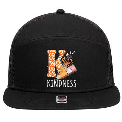 K Is For Kindness Kindergarten Cheetah 7 Panel Mesh Trucker Snapback Hat