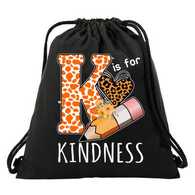 K Is For Kindness Kindergarten Cheetah Drawstring Bag