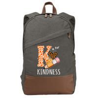 K Is For Kindness Kindergarten Cheetah Cotton Canvas Backpack