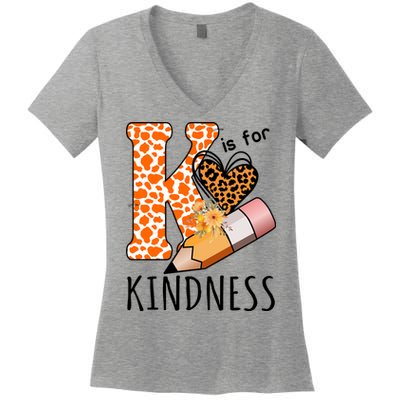 K Is For Kindness Kindergarten Cheetah Women's V-Neck T-Shirt