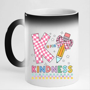 K Is For Kindness Cute Pencil Bow Teacher Be Kind 11oz Black Color Changing Mug