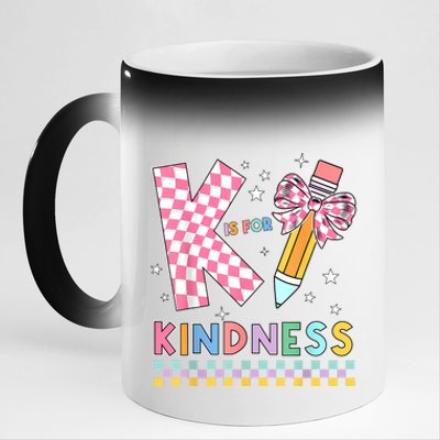 K Is For Kindness Cute Pencil Bow Teacher Be Kind 11oz Black Color Changing Mug