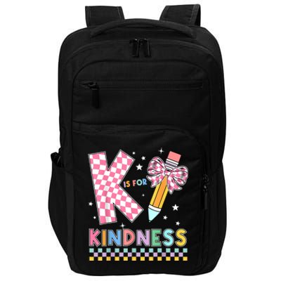 K Is For Kindness Cute Pencil Bow Teacher Be Kind Impact Tech Backpack