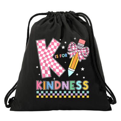 K Is For Kindness Cute Pencil Bow Teacher Be Kind Drawstring Bag