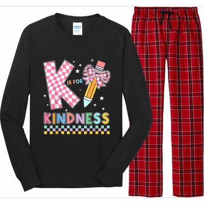 K Is For Kindness Cute Pencil Bow Teacher Be Kind Long Sleeve Pajama Set