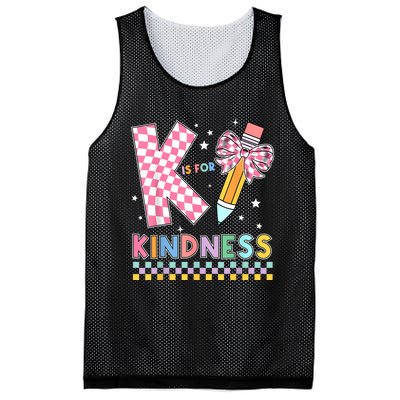 K Is For Kindness Cute Pencil Bow Teacher Be Kind Mesh Reversible Basketball Jersey Tank