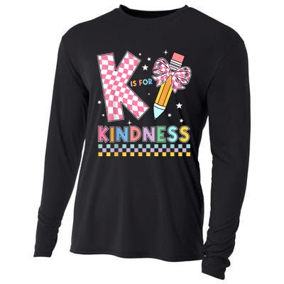 K Is For Kindness Cute Pencil Bow Teacher Be Kind Cooling Performance Long Sleeve Crew