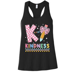 K Is For Kindness Cute Pencil Bow Teacher Be Kind Women's Racerback Tank