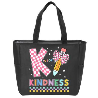 K Is For Kindness Cute Pencil Bow Teacher Be Kind Zip Tote Bag