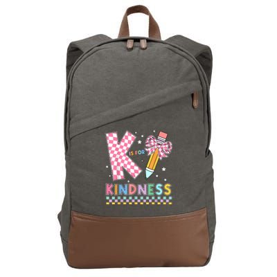 K Is For Kindness Cute Pencil Bow Teacher Be Kind Cotton Canvas Backpack