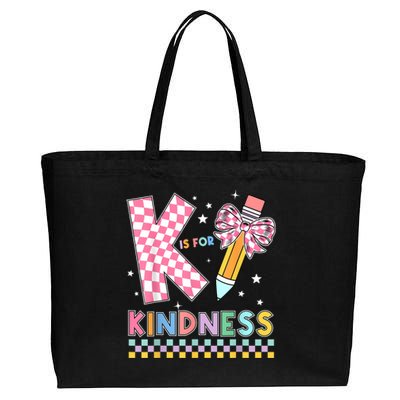 K Is For Kindness Cute Pencil Bow Teacher Be Kind Cotton Canvas Jumbo Tote