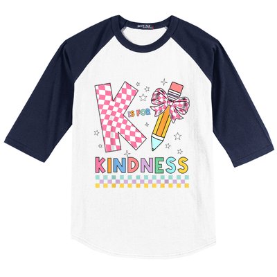 K Is For Kindness Cute Pencil Bow Teacher Be Kind Baseball Sleeve Shirt