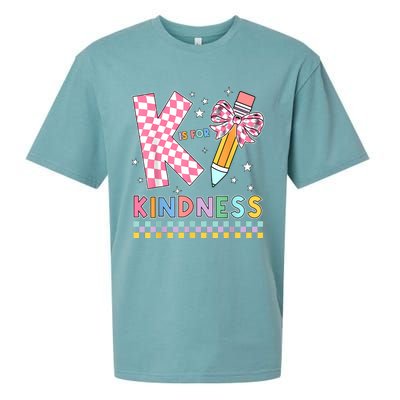 K Is For Kindness Cute Pencil Bow Teacher Be Kind Sueded Cloud Jersey T-Shirt