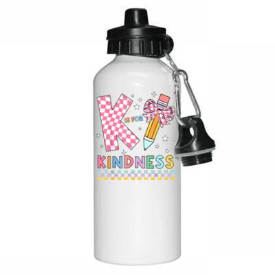 K Is For Kindness Cute Pencil Bow Teacher Be Kind Aluminum Water Bottle