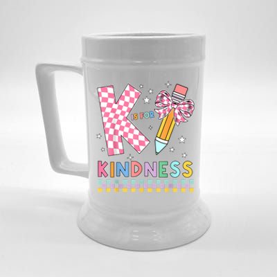 K Is For Kindness Cute Pencil Bow Teacher Be Kind Beer Stein