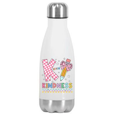 K Is For Kindness Cute Pencil Bow Teacher Be Kind Stainless Steel Insulated Water Bottle