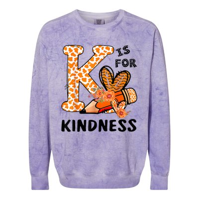 K Is For Kindness Orange Anti Bullying Unity Day Teacher Colorblast Crewneck Sweatshirt