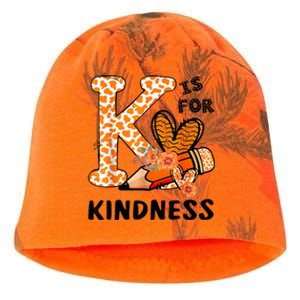 K Is For Kindness Orange Anti Bullying Unity Day Teacher Kati - Camo Knit Beanie