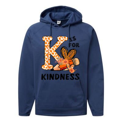 K Is For Kindness Orange Anti Bullying Unity Day Teacher Performance Fleece Hoodie