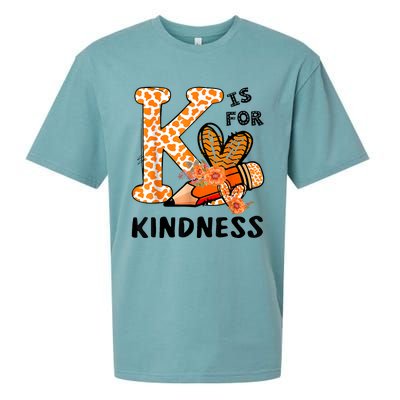 K Is For Kindness Orange Anti Bullying Unity Day Teacher Sueded Cloud Jersey T-Shirt