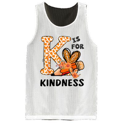 K Is For Kindness Orange Anti Bullying Unity Day Teacher Mesh Reversible Basketball Jersey Tank