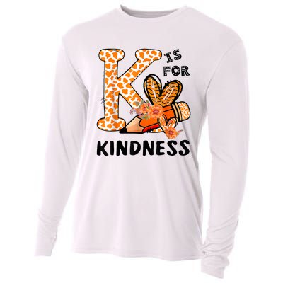 K Is For Kindness Orange Anti Bullying Unity Day Teacher Cooling Performance Long Sleeve Crew