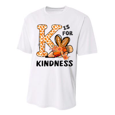 K Is For Kindness Orange Anti Bullying Unity Day Teacher Performance Sprint T-Shirt