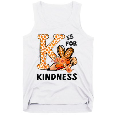 K Is For Kindness Orange Anti Bullying Unity Day Teacher Tank Top