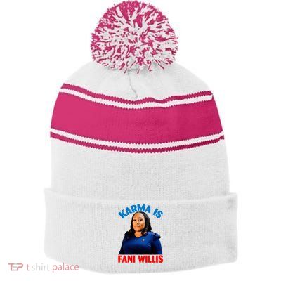 Karma Is Fani Willis Stripe Pom Pom Beanie