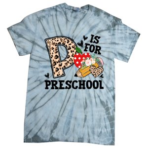 K Is For Preschool Leopard Back To School Teacher Students Funny Gift Tie-Dye T-Shirt