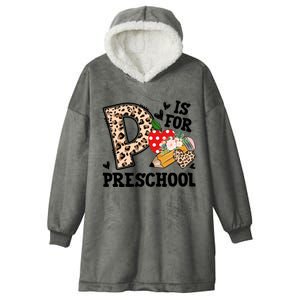 K Is For Preschool Leopard Back To School Teacher Students Funny Gift Hooded Wearable Blanket