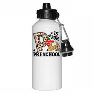 K Is For Preschool Leopard Back To School Teacher Students Funny Gift Aluminum Water Bottle