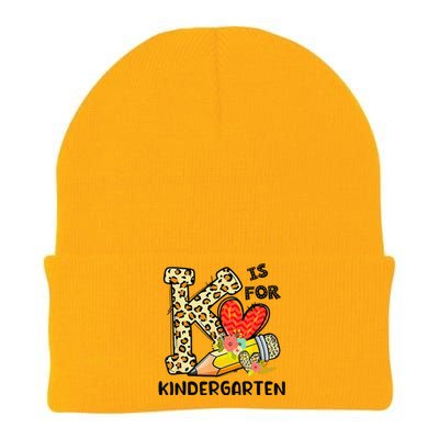 K Is For Kindergarten Teacher Leopard First Day Of School Knit Cap Winter Beanie