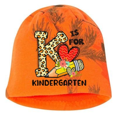 K Is For Kindergarten Teacher Leopard First Day Of School Kati - Camo Knit Beanie