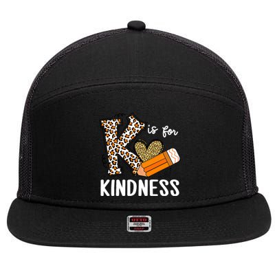 K Is For Kindness Orange Anti Bullying Unity Day Teacher 7 Panel Mesh Trucker Snapback Hat