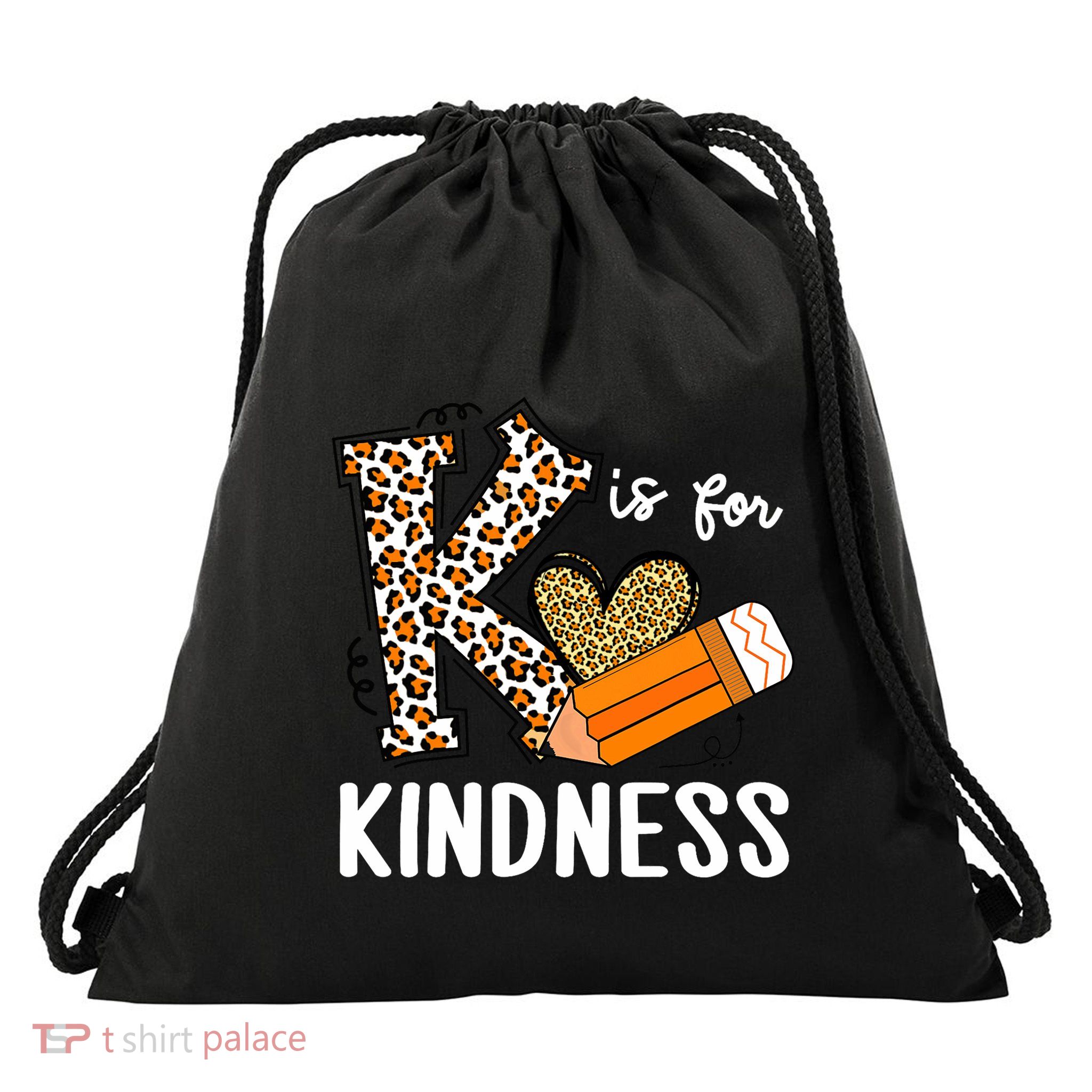 K Is For Kindness Orange Anti Bullying Unity Day Teacher Drawstring Bag