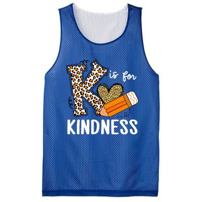 K Is For Kindness Orange Anti Bullying Unity Day Teacher Mesh Reversible Basketball Jersey Tank