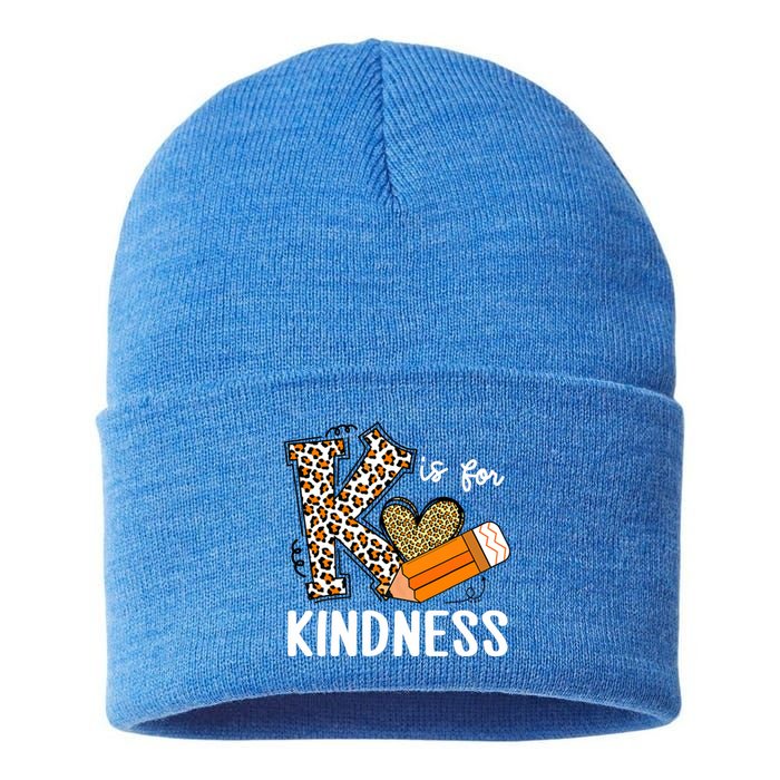 K Is For Kindness Orange Anti Bullying Unity Day Teacher Sustainable Knit Beanie