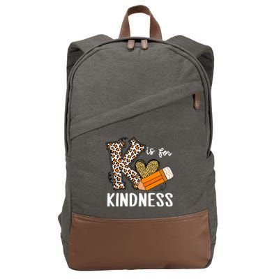 K Is For Kindness Orange Anti Bullying Unity Day Teacher Cotton Canvas Backpack