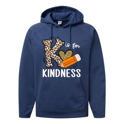 K Is For Kindness Orange Anti Bullying Unity Day Teacher Performance Fleece Hoodie