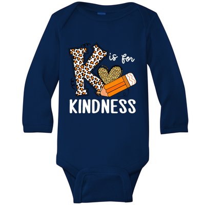 K Is For Kindness Orange Anti Bullying Unity Day Teacher Baby Long Sleeve Bodysuit