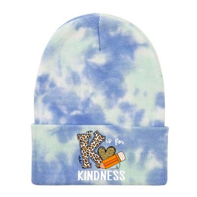 K Is For Kindness Orange Anti Bullying Unity Day Teacher Tie Dye 12in Knit Beanie