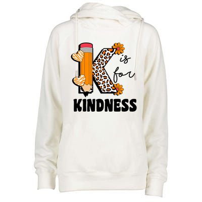 K Is For Kindness Orange Anti Bullying Unity Day Teacher Womens Funnel Neck Pullover Hood