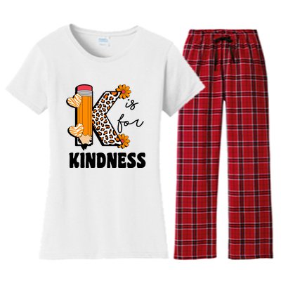 K Is For Kindness Orange Anti Bullying Unity Day Teacher Women's Flannel Pajama Set