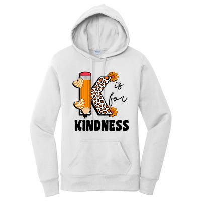 K Is For Kindness Orange Anti Bullying Unity Day Teacher Women's Pullover Hoodie