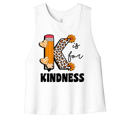 K Is For Kindness Orange Anti Bullying Unity Day Teacher Women's Racerback Cropped Tank