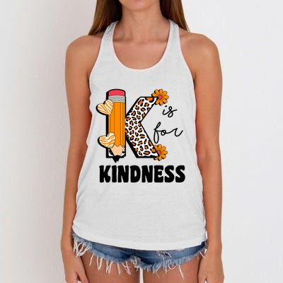 K Is For Kindness Orange Anti Bullying Unity Day Teacher Women's Knotted Racerback Tank